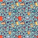 Premium Vector | Garden element doodle nature seamless pattern