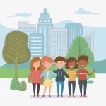 소녀와 소년의 우정 디자인 | 프리미엄 벡터