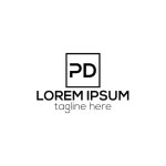 미니멀 이니셜 로고 글자 P와 D PD 이니셜 PD 글자 로고 | 프리미엄 벡터