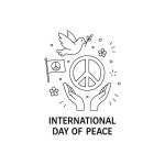 Sketch of flying peace signs with cute little people. | Premium Vector
