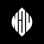 타이포그래피 스타일로 된 NWV 타원형 글자, 세 개의 이니셜이 원을 형성하는 NWV 서클 블렘, 추상 모노그램, 글자 마크, 터 | 프리미엄 벡터