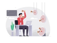 올바른 마케팅은 많은 성과를 목표로 합니다. 올바른 결정의 선택 | 프리미엄 벡터