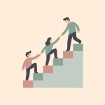 Couple climbing stairs toward success vector illustration design | Premium Vector