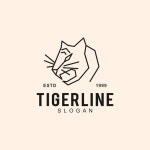 Premium Vector | Tiger head line art logo design