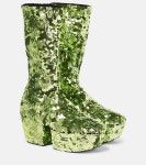 Prada - Sequined platform ankle boots | Mytheresa Sequined platform ankle boots