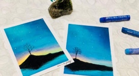 2.21오일파스텔 원데이-밤하늘 풍경 엽서만들기/재료비포함/1회 | 강좌 상세 | 현대백화점
