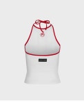 마린 세르(MARINE SERRE) (W) 문 로고 바이컬러 저지 탱크 탑 화이트 레드 MOON LOGO BICOLOR JERSEY TANK TOP WH17 WHITE/RED - 사이즈...
