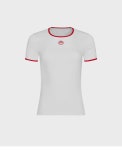 마린 세르(MARINE SERRE) (U) 문 로고 바이컬러 저지 숏슬리브 티셔츠 화이트 레드 MOON LOGO BICOLOR JERSEY SS T-SHIRT WH17 WHITE/RED...