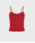 마린 세르(MARINE SERRE) (W) 무노그램 메쉬 플록 스트랩 탑 리본 레드 MOONOGRAM MESH FLOCK STRAPS TOP RD11 RIBBON RED - 사이즈...