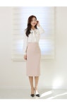 럭스걸 타이 삥줄 배색 블라우스 / 하객룩 오피스룩 정장 출근룩 리본 코디