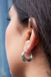 Jewellery | High Polish Ridged Hoop Small Sterling Silver Earring | Otis Jaxon London