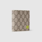 Acid green interior GG bi-fold wallet in beige and dark brown Supreme | GUCCI® PL Gucci - Acid green interior GG bi-fold wallet