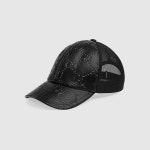 GG Embossed Baseball Hat In Black Leather | GUCCI® NO Gucci GG embossed baseball hat