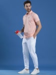 EPPE Polyester Slim Fit Solid Half Sleeves Men's Polo T Shirt - Peach ( Pack of 1 ) - Buy EPPE Polyester Slim Fit Solid Half...