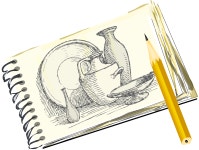 Clipart - Sketchpad with Still Life, Unfilled