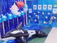 파티붕붕 상품 후기 | 화면보다 이뻐요 어린이집 행사로 구입했어요~^^블루데이인데 아기 상어들이 한~ 몫 단단히 했답니다...예전상품 사용후기...