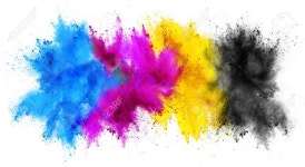 흰색 배경에 고립 된 다채로운 CMYK 시안 마젠타 노란색 키 Holi 페인트 색상 분말 폭발 인쇄 개념 로열티 무료 사진, 그림, 이미지...