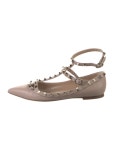 Valentino Rockstud Accents Leather Flats - Burgundy Flats, Shoes - VAL405115 | The RealReal Rockstud Accents Leather Flats
