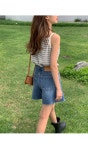 트로비 스트라이프 골지 끈 나시