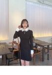 드랑쇼 레이스 배색 카라 원피스