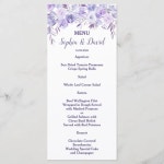 Light Purple Dusty Blue Floral Wedding Menu | Zazzle