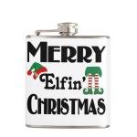 Merry Elfin' Christmas Hip Flask | Zazzle