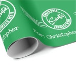 Santa express mail North Pole delivery green white Wrapping Paper | Zazzle