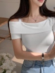 세컨드세컨 기획💫 하임즈 언발 오프 반팔 티셔츠(머플러set)