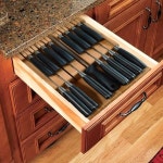 qizhongtrade Bamboo In-Drawer Removable Knife Block Set For 16 Knives(Not Included), Large Washable Kitchen Knife Set, Detachable...