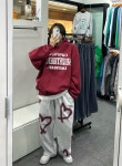 제놈 남녀공용 커플 스프레이 나염 핀턱 스트링 와이드 팬츠