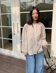 마이핏스튜디오PTEMS부천신 | 마벨스튜디오 SNTA 러브마이산타 핀턱 레이스 블라우스 라운드넥 루즈핏 블라우스(3color)