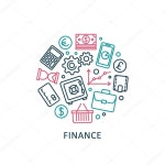 플랫 디자인의 요소 금융 전략, 기업 비즈니스, 주식 시장 분석에 대 한 금융 서비스. 인쇄 또는 웹에 대 한 벡터 컬렉션 비즈니스 및 금융...