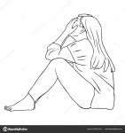 여자는 그녀의 손으로 그녀의 덮습니다 스톡 벡터 - ©KatTarasenko 688707816 여자는 그녀의 손으로 그녀의 덮습니다