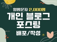 순수 개인 블로그 포스팅 해드려요 일방문자 2,000명 - 크몽