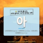 국어사전에서 🌾"아"로 끝나고, 시작 글자가 '나'인 단어는 4개