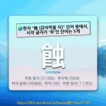 국어사전에서 🌏한자 "蝕 (갉아먹을 식)" 단어 중에서, 시작 글자가 '하'인 단어는 5개