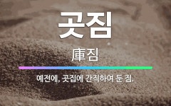 🌟곳짐: 예전에, 곳집에 간직하여 둔 짐. - 표준국어대사전
