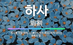 🌟하사: 제사를 지낼 때에, 신(神)이 제주(祭主)에게 내리는 축복의 말. - 표준국어대사전