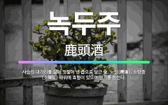 🌟녹두주: 사슴의 대가리를 삶아 짓찧어 낸 즙으로 담근 술. 노점(癆漸), 소양증(少陽症) 따위에 효험이 ... - 표준국어대사전
