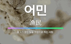 🌟어민: 물고기 잡는 일을 직업으로 하는 사람. - 표준국어대사전