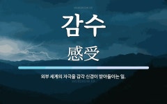 감수 뜻: 외부 세계의 자극을 감각 신경이 받아들이는 일.