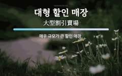 제이에스제이할인매장 | 대형 할인 매장 뜻: 매우 규모가 큰 할인 매장.