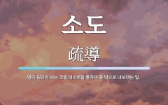 소도 뜻: 병의 원인이 되는 것을 대소변을 통하여 몸 밖으로 내보내는 일.