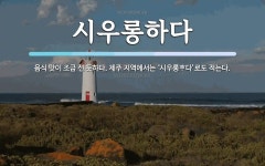 시우롱하다 뜻: 음식 맛이 조금 신 듯하다. 제주 지역에서는 ‘시우롱\uf537다’로도 적는다.