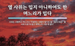 열 사위는 밉지 아니하여도 한 며느리가 밉다 뜻: 사위는 사랑하고 며느리는 미워하는 사람이 많다는 말. ‘열 사위 미운 데 없