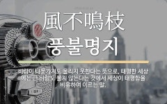일면지연일面지緣 | 한자: 風不鳴枝 (풍불명지)