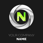 N휙파인패스_3 | Realistic Green Letter N Logo Symbol In The Silver Colorful Circle... Image 105410145 Realistic green letter n logo symbol in the...
