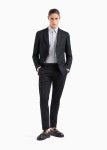 Textured cotton shirt with micro houndstooth motif | EMPORIO ARMANI Man