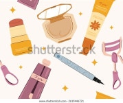 귀여운 메이크업 요소 뷰티 제품 손 스톡 벡터(로열티 프리) 2619446721 | Shutterstock