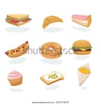 흰색 바탕에 있는 패스트 푸드 벡터 스톡 벡터(로열티 프리) 2241741097 | Shutterstock
